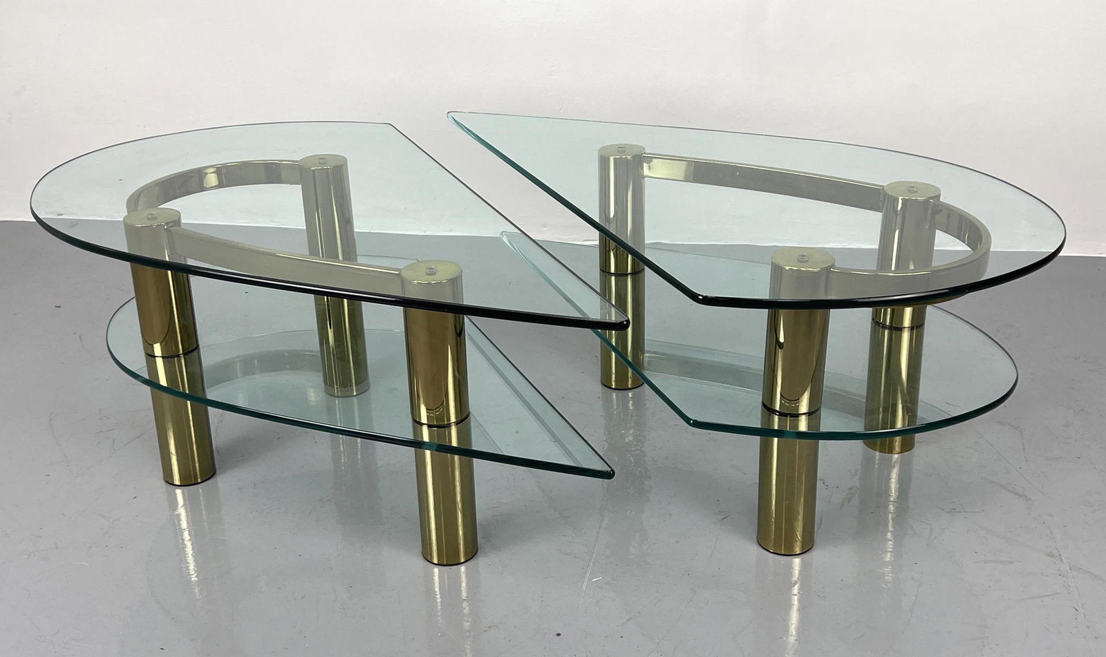 2pc Modern Brass and Glass  Two Part Coffee Table. Thic (1 of 7)