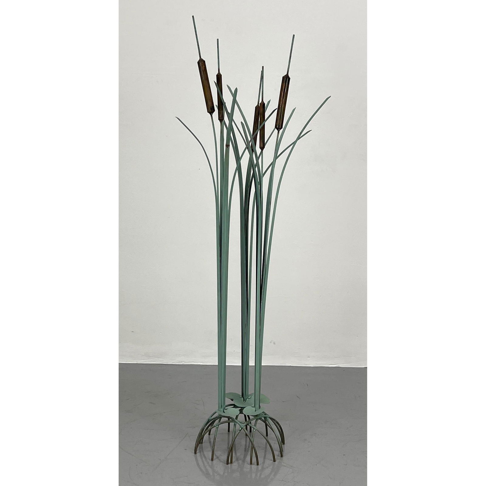 MAX Metal Cattail Lily pad Figural Sculpture. Painted g (1 of 9)
