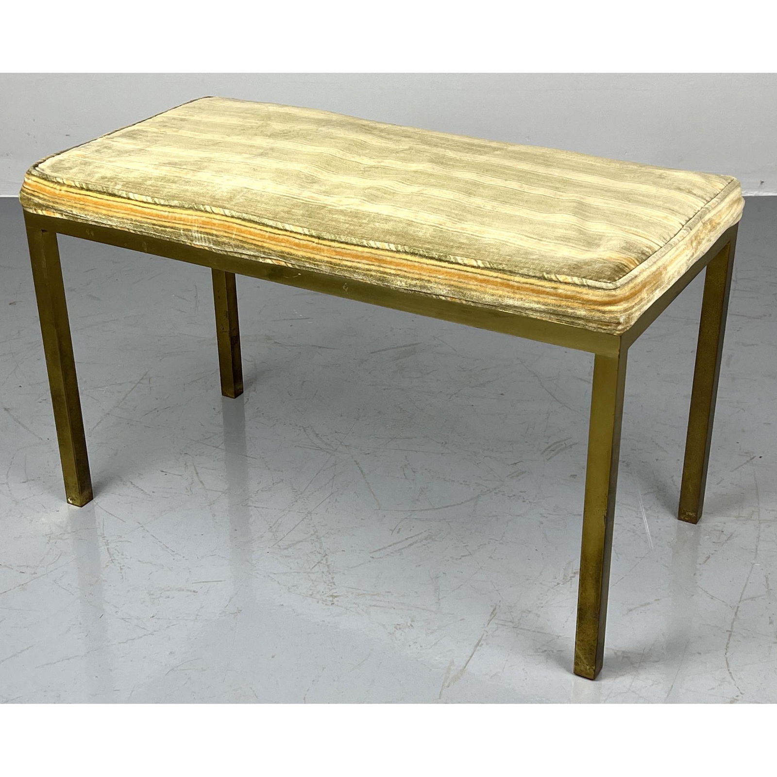 Brass Square Tube Frame Bench. Foam Tex. (1 of 9)