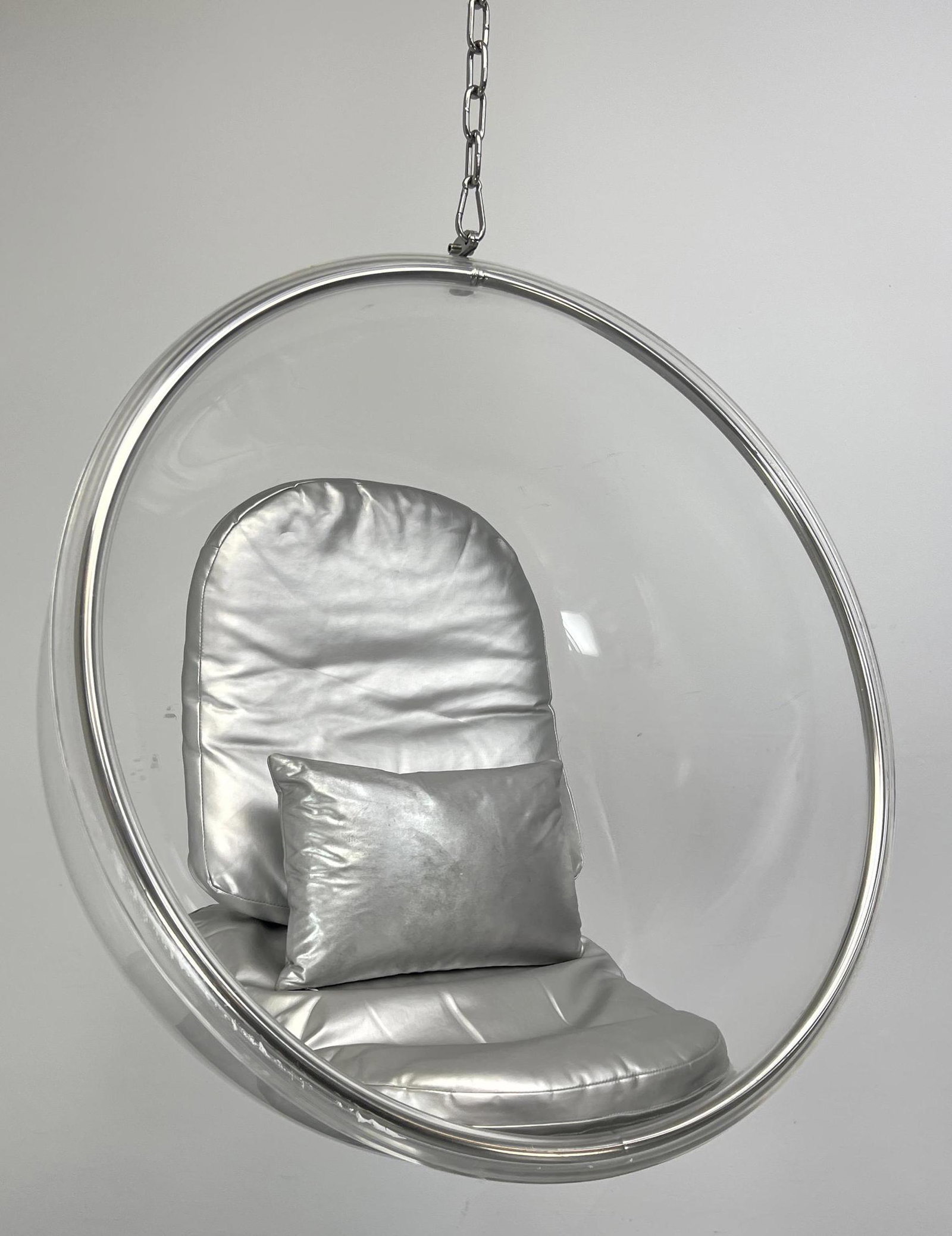 Eero Aarnio Style Hanging Ball Chair. Lucite and chrome (1 of 8)
