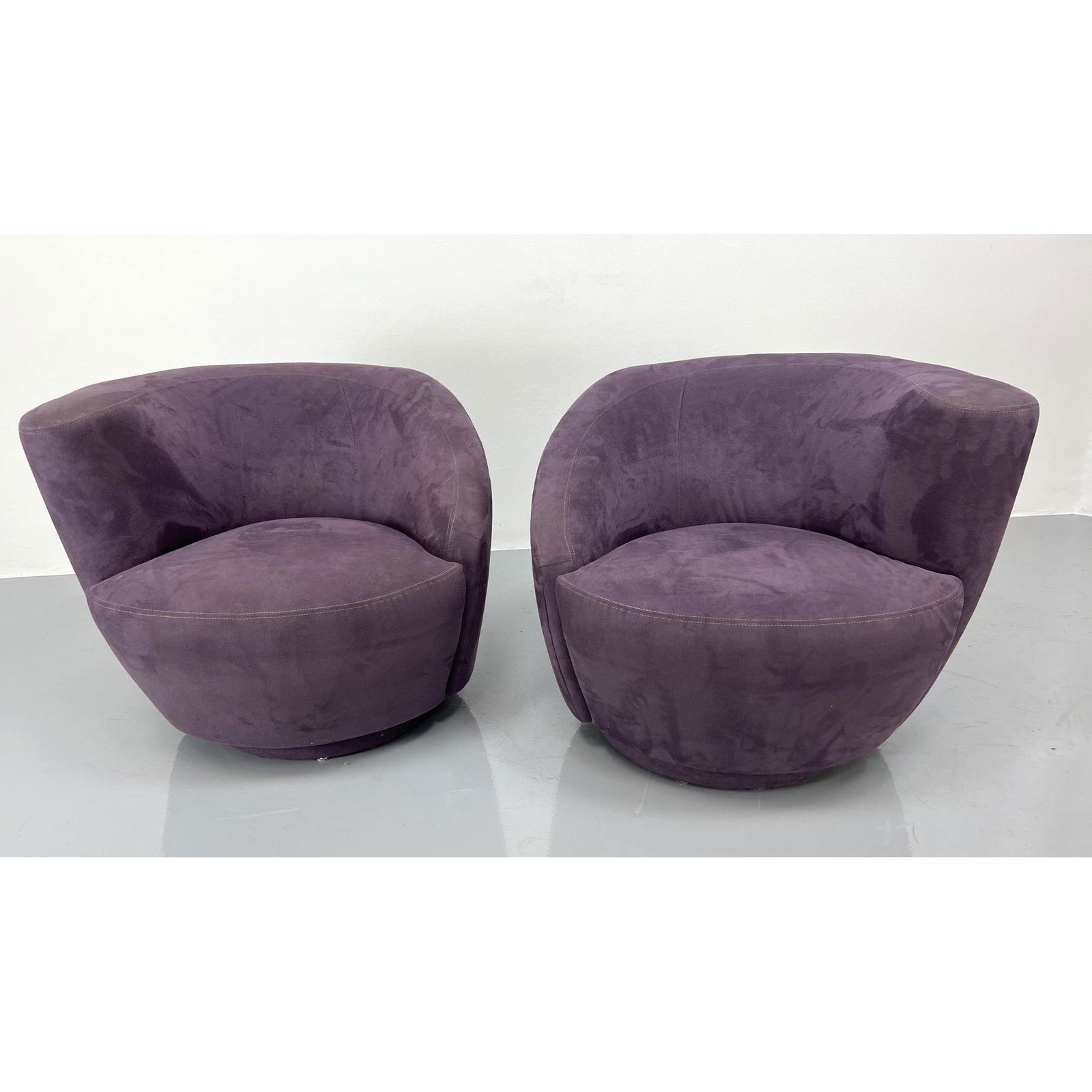 Pair Kagan Style Nautilus Chairs. Microfiber upholstery (1 of 11)