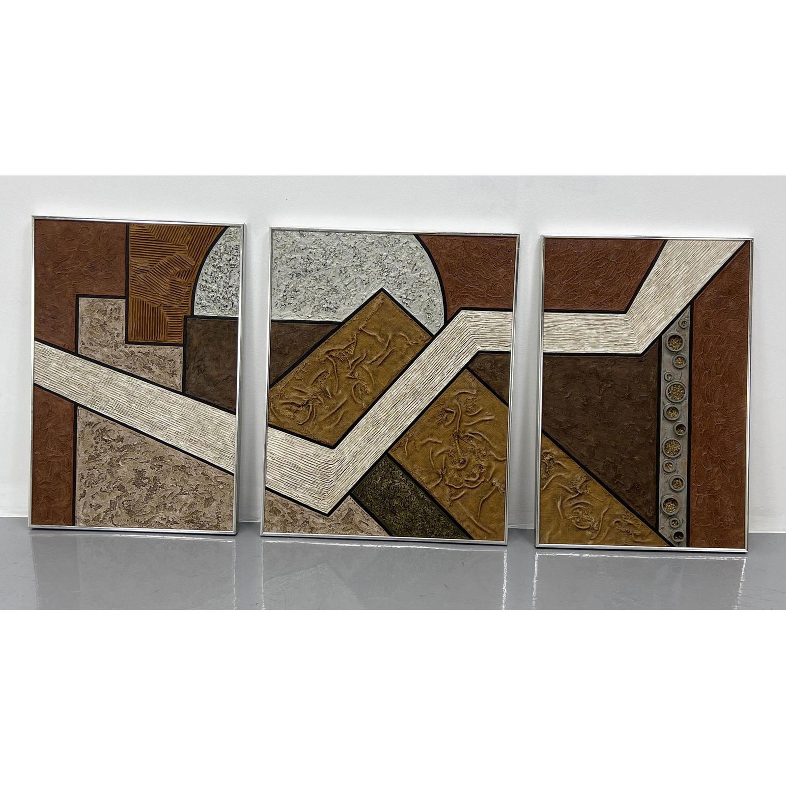 3pc REGINA AGRAN Abstract Modern Art Triptych. Textured (1 of 11)