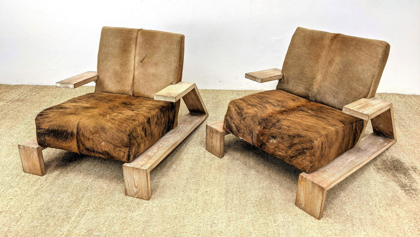 Pr Oak Jean Michel Frank Style Lounge Chairs. Natural A (1 of 14)