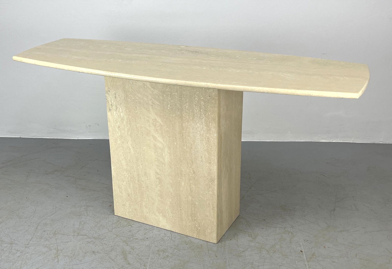 2 part Travertine Stone Console Table. Shaped top. (1 of 10)