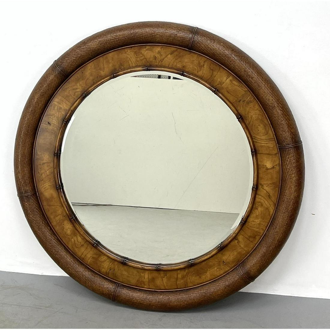 Large Lauren style Decorator Wall Mirror. Woven Caned a (1 of 9)