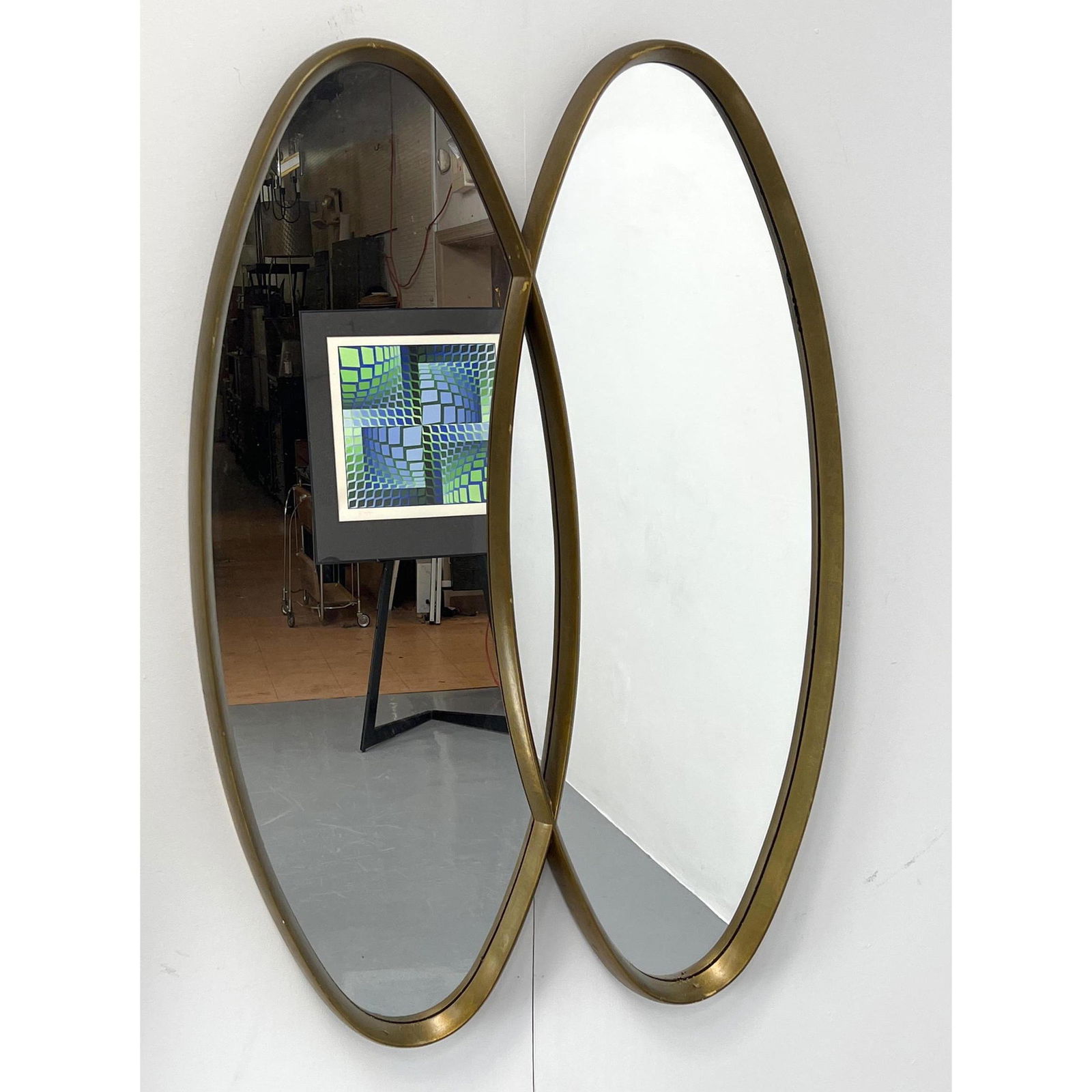Modernist Double Oval Framed Wall Mirror. (1 of 6)