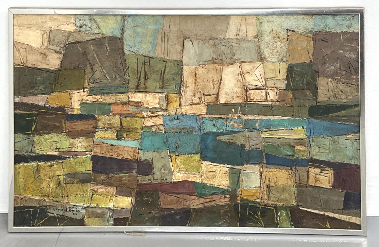 EDNA LEWIS '60 Abstract Modernist Painting on Canvas. (1 of 9)