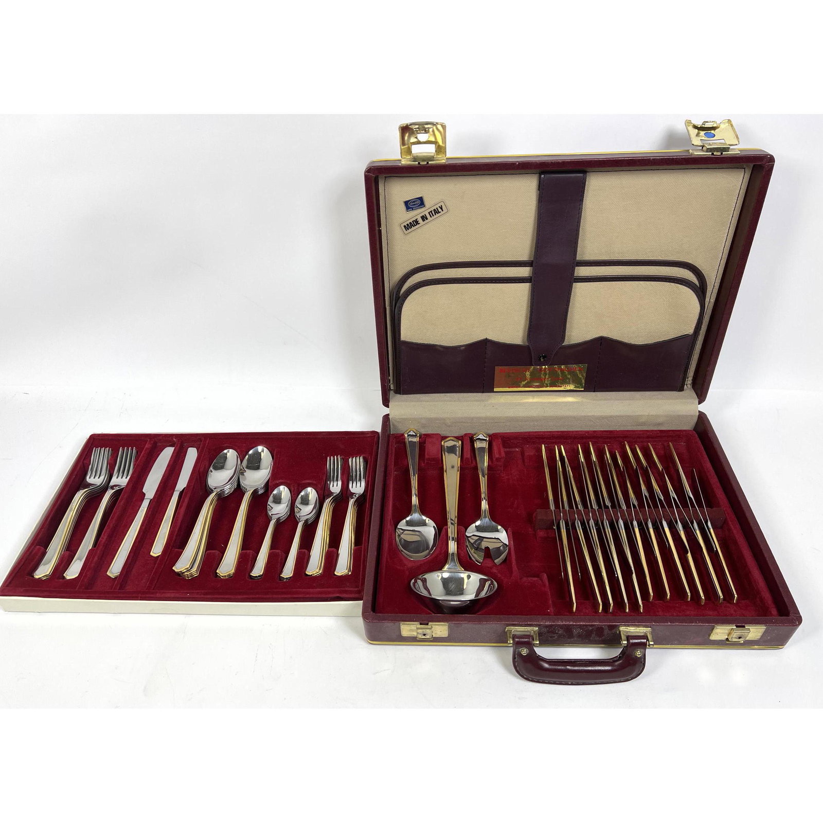 24k gold plated Italian Flatware Set Service for 12. Si (1 of 8)