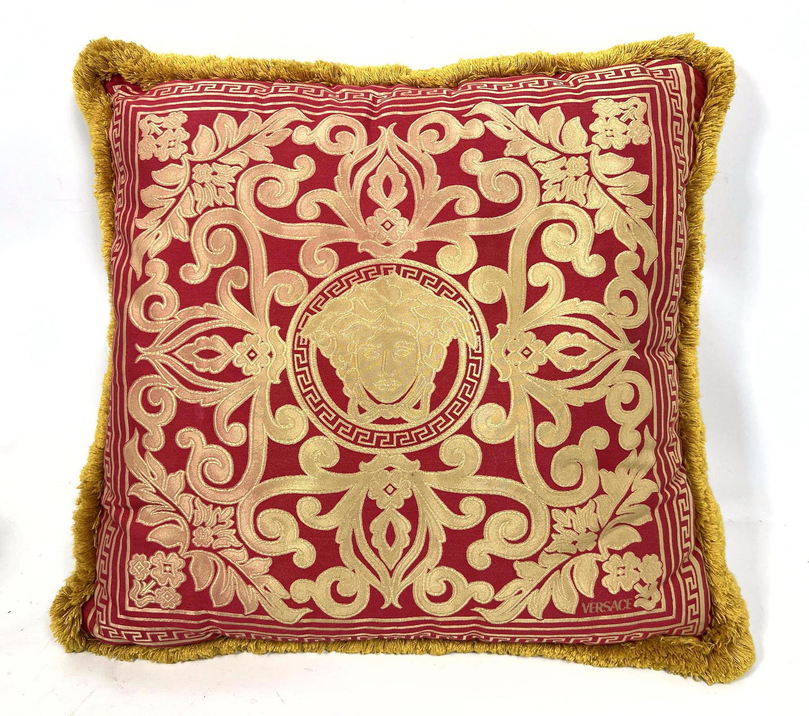 VERSACE Pillow MEDUSA Head 19" Pillow. Fringe trim. Cri (1 of 13)