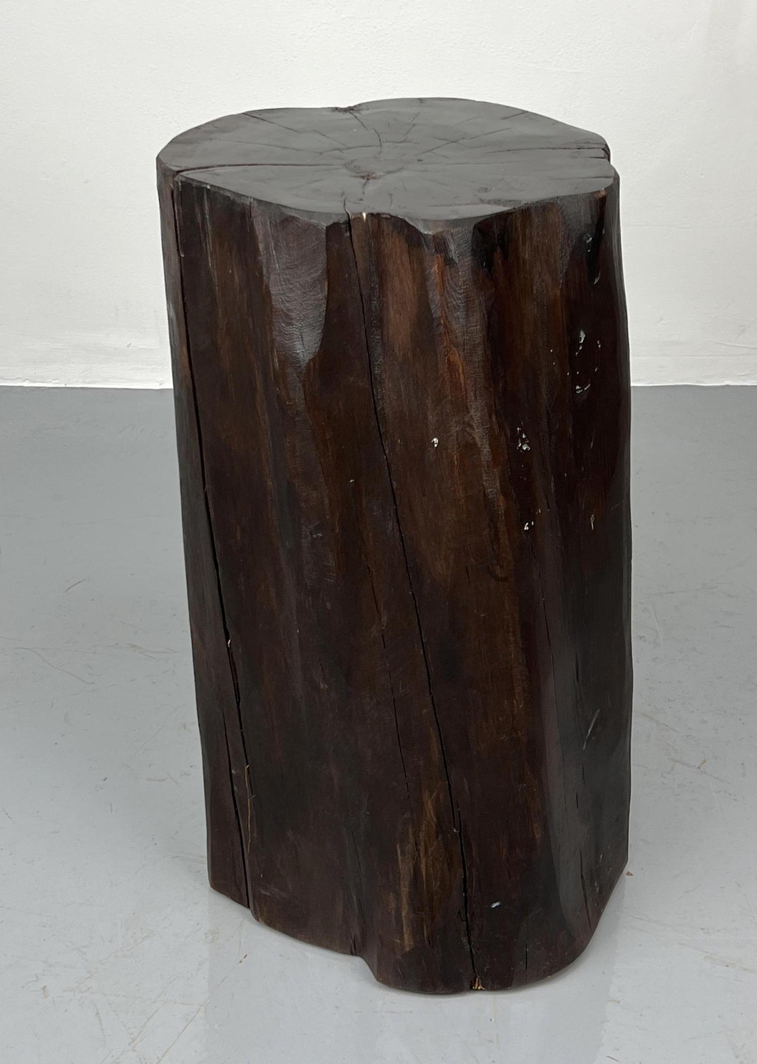 Dark Stained Tree Trunk Pedestal Display Stand Side Tab (1 of 8)