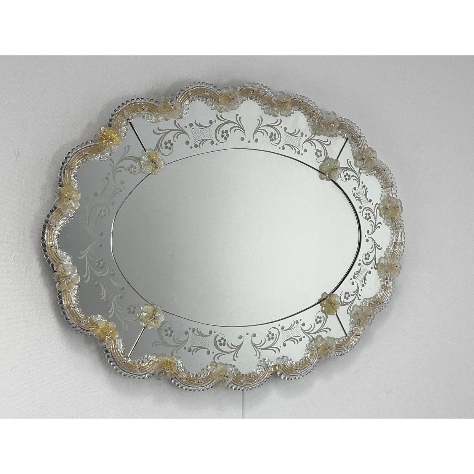 Murano Art Glass Framed Hanging Wall Mirror. Venetian, (1 of 6)