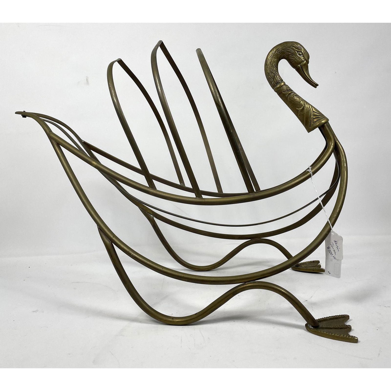 Maison Jansen style brass swan magazine rack. Has three (1 of 7)