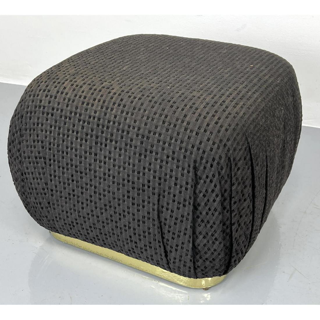 DIA style Upholstered Footstool Ottoman. Brass Trim Bas (1 of 8)
