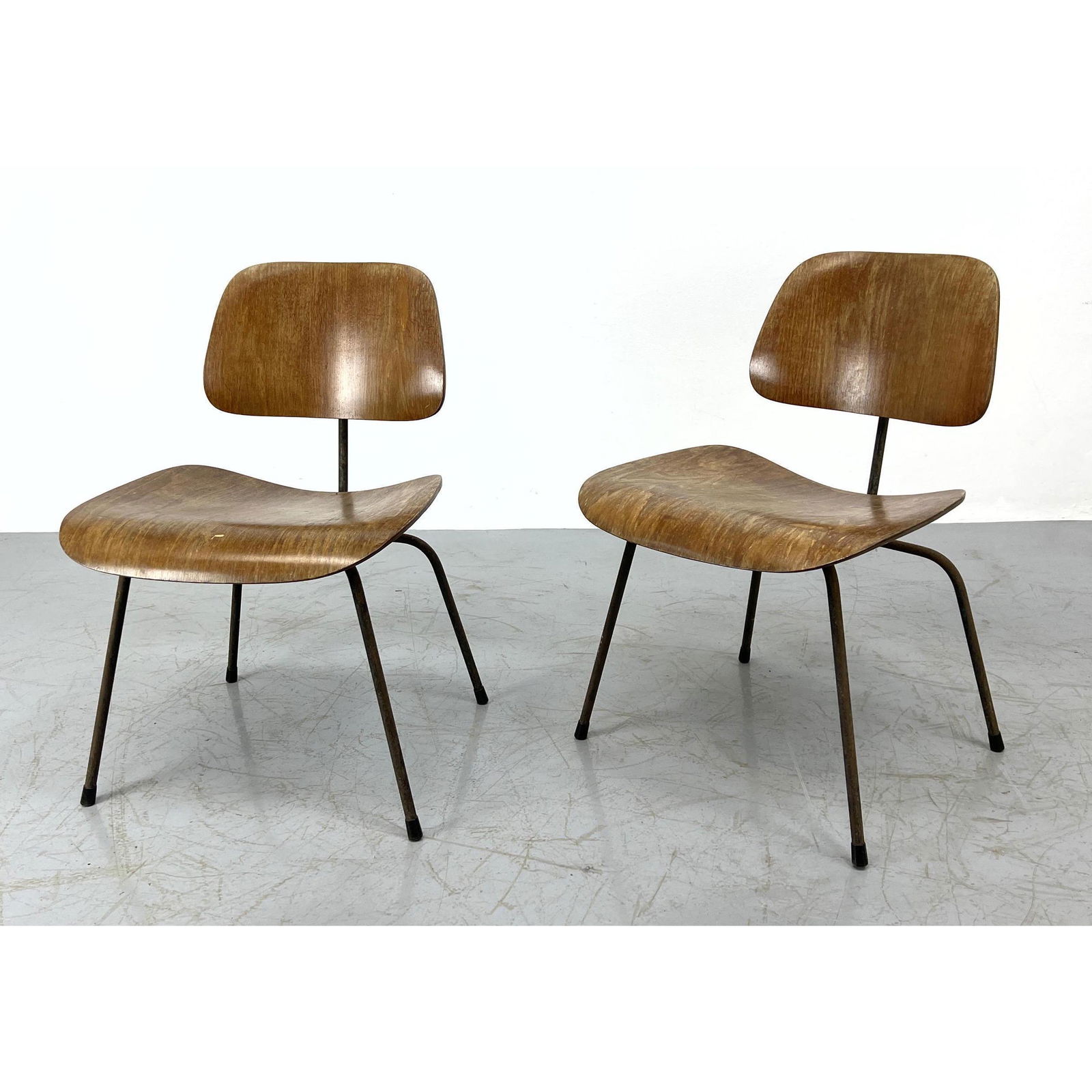 Pair EAMES Herman Miller DCM Molded Wood Chairs. (1 of 13)