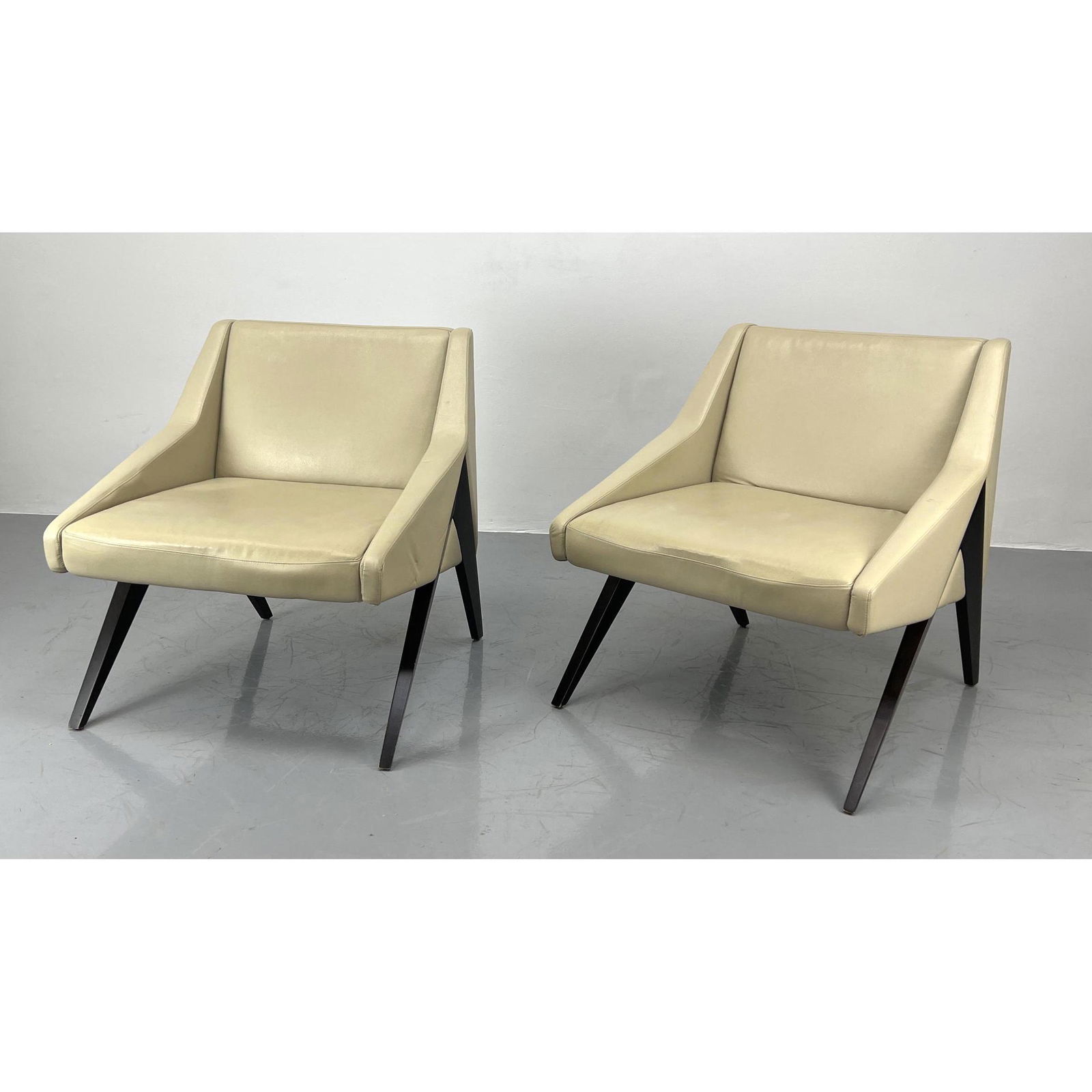 Pair Michael Wolk Angled Form Lounge Chairs. Vinyl upho (1 of 10)