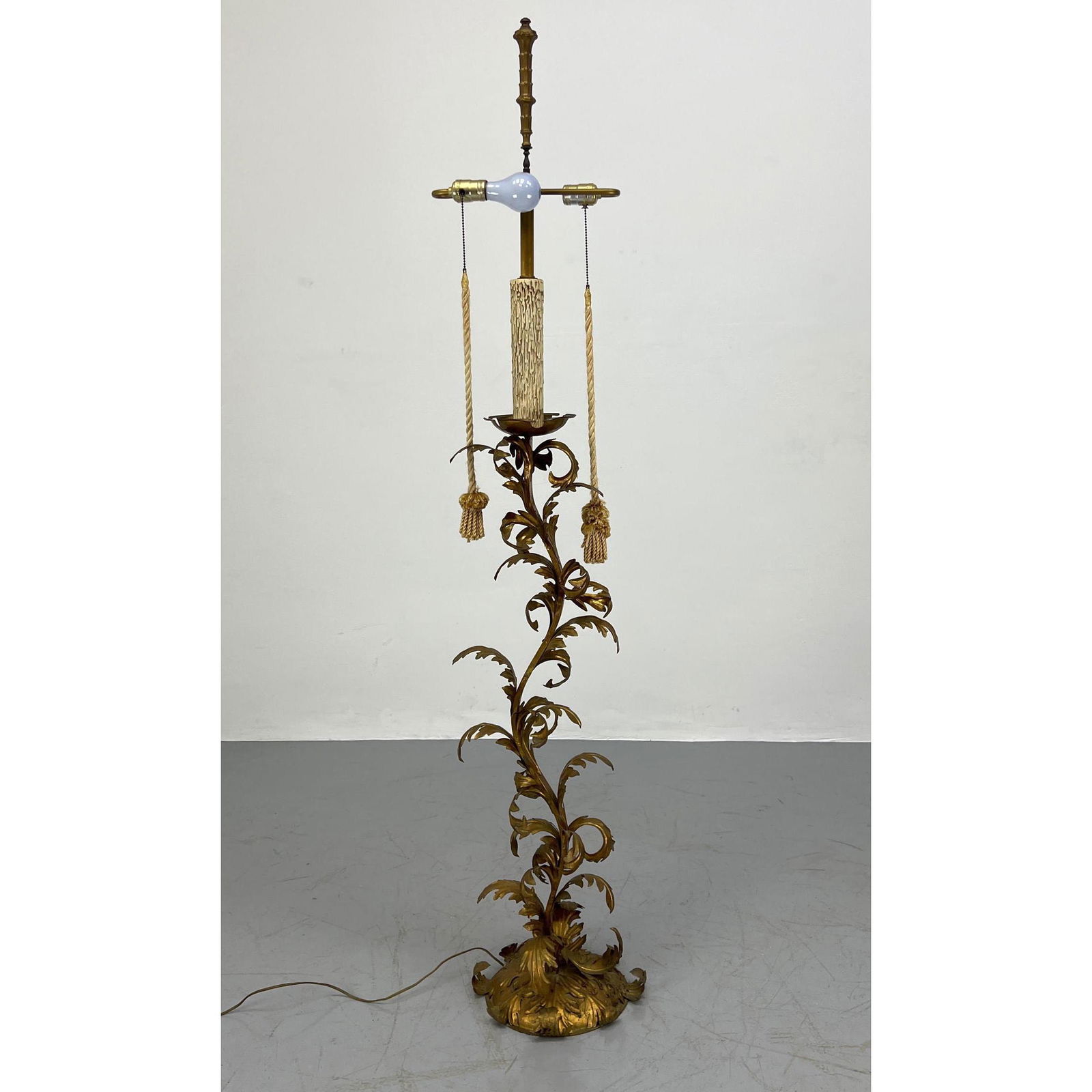 Decorative Gilt Iron Floor Lamp.  Floral form. (1 of 15)