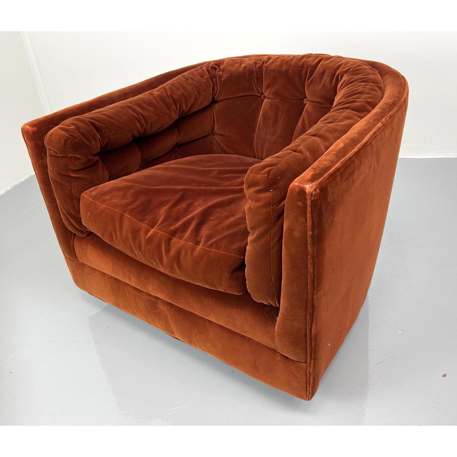 Swivel Barrel Back Lounge Chair. Interior with tufted r (1 of 7)