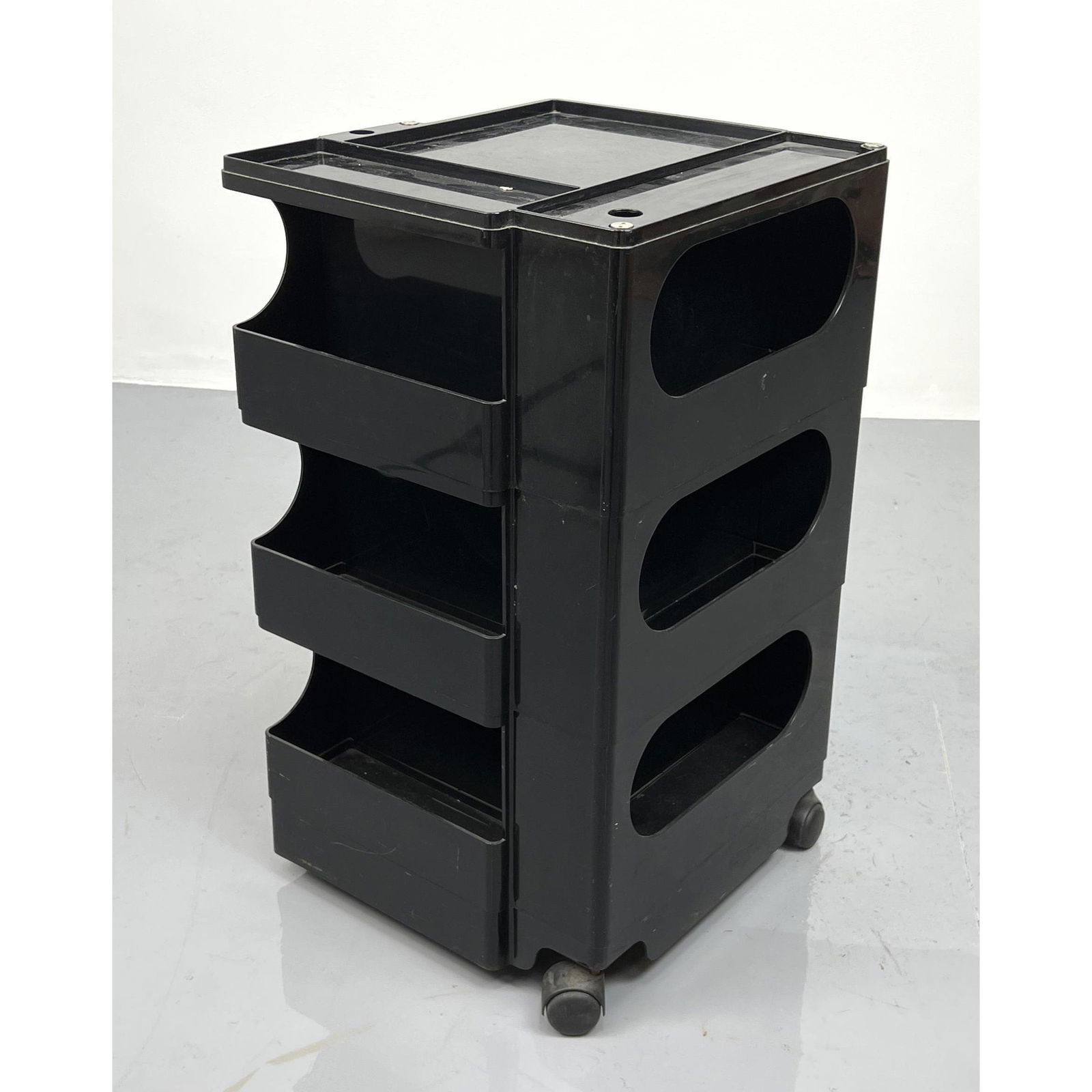 Black KARTELL by JOE COLOMBO Rolling "Bobby" Cart. Swin (1 of 6)