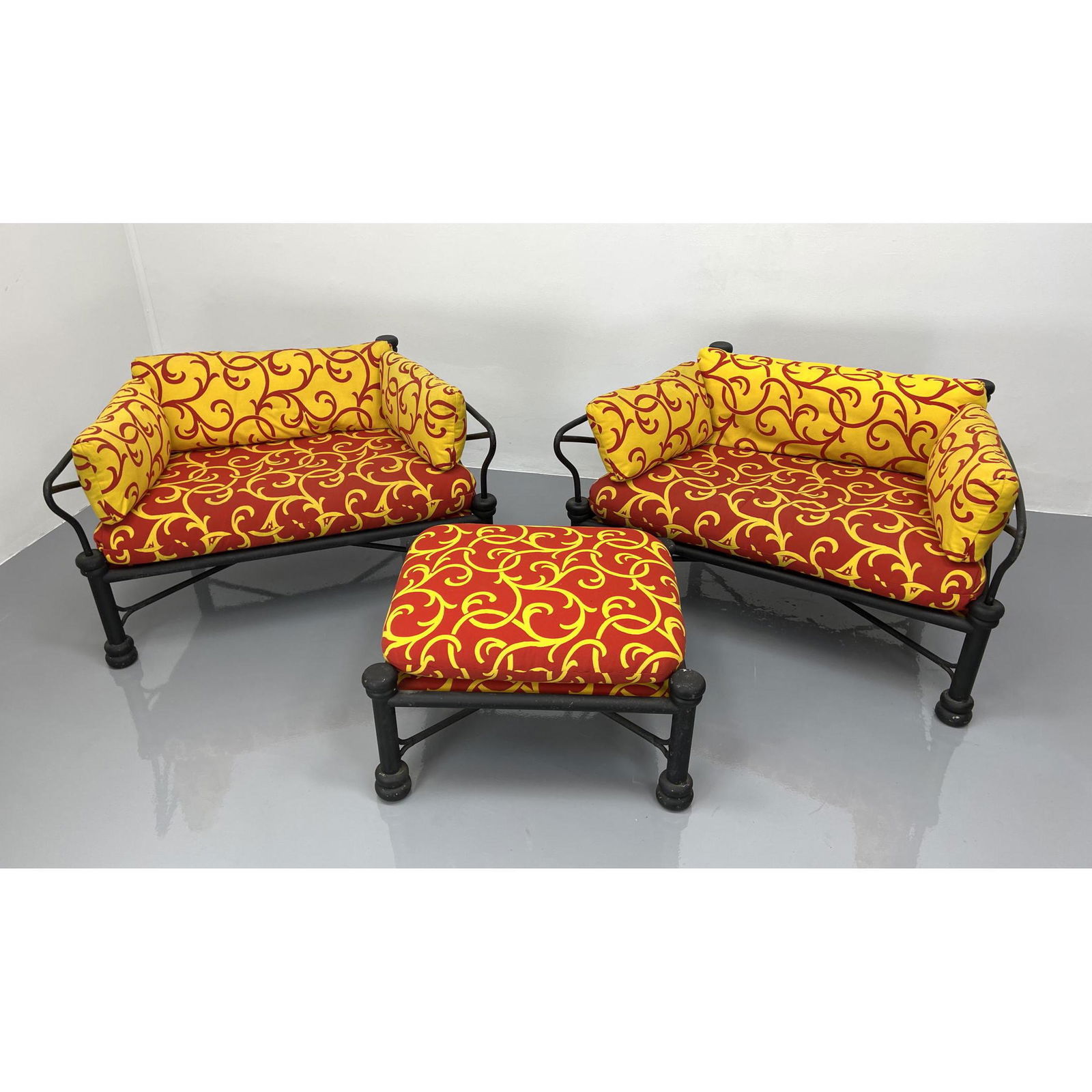3pc Metal Framed Seating. Pair Extra Wide Lounge Chairs (1 of 13)