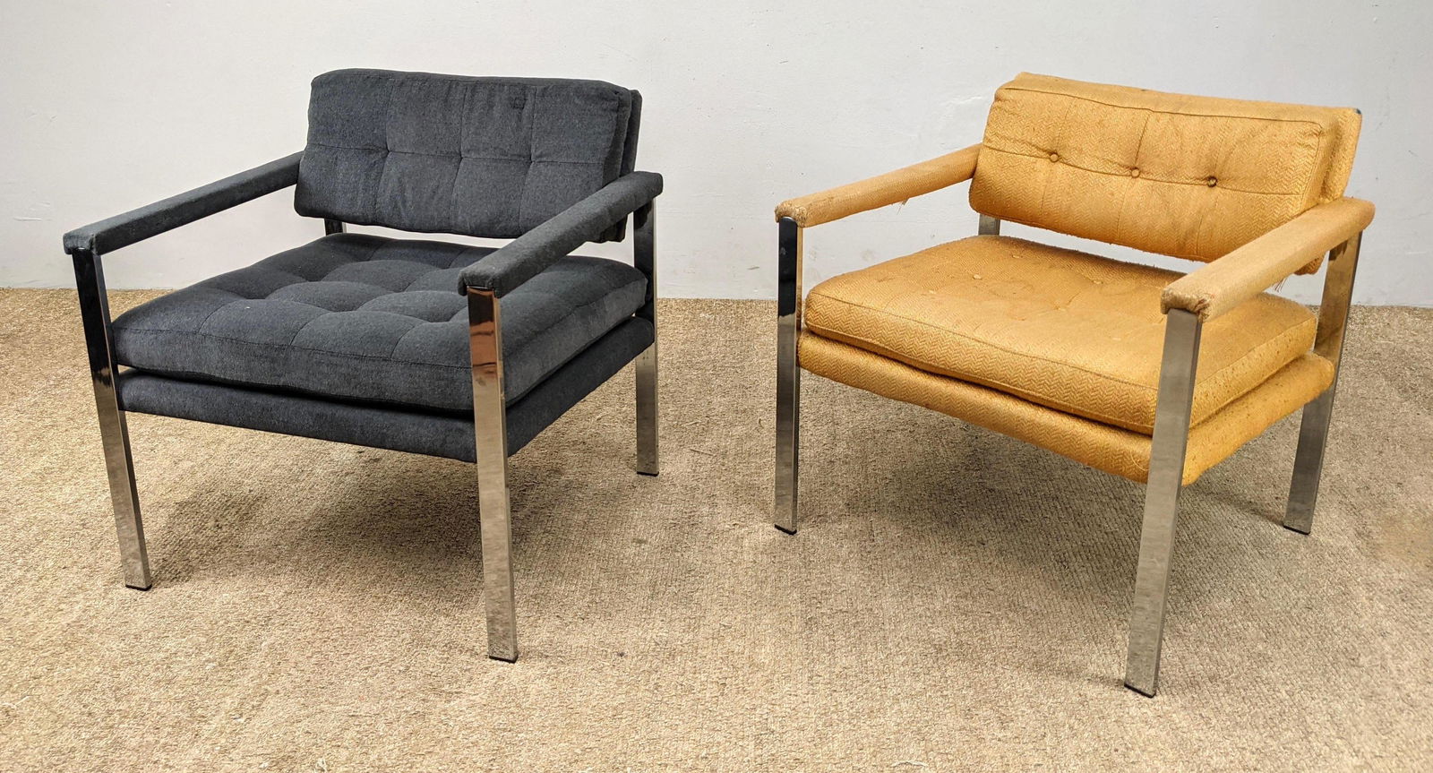 Pair Milo Baughman Chrome Arm Lounge Chairs. 1 Clean an (1 of 13)