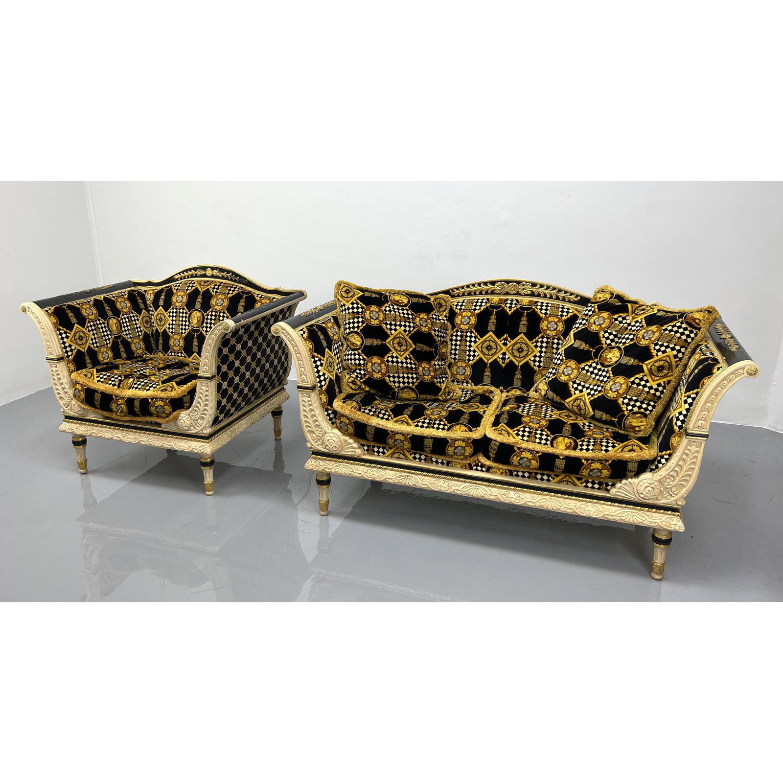 2pc Gianni Versace style Love Seat, Lounge Chair. Richl (1 of 11)