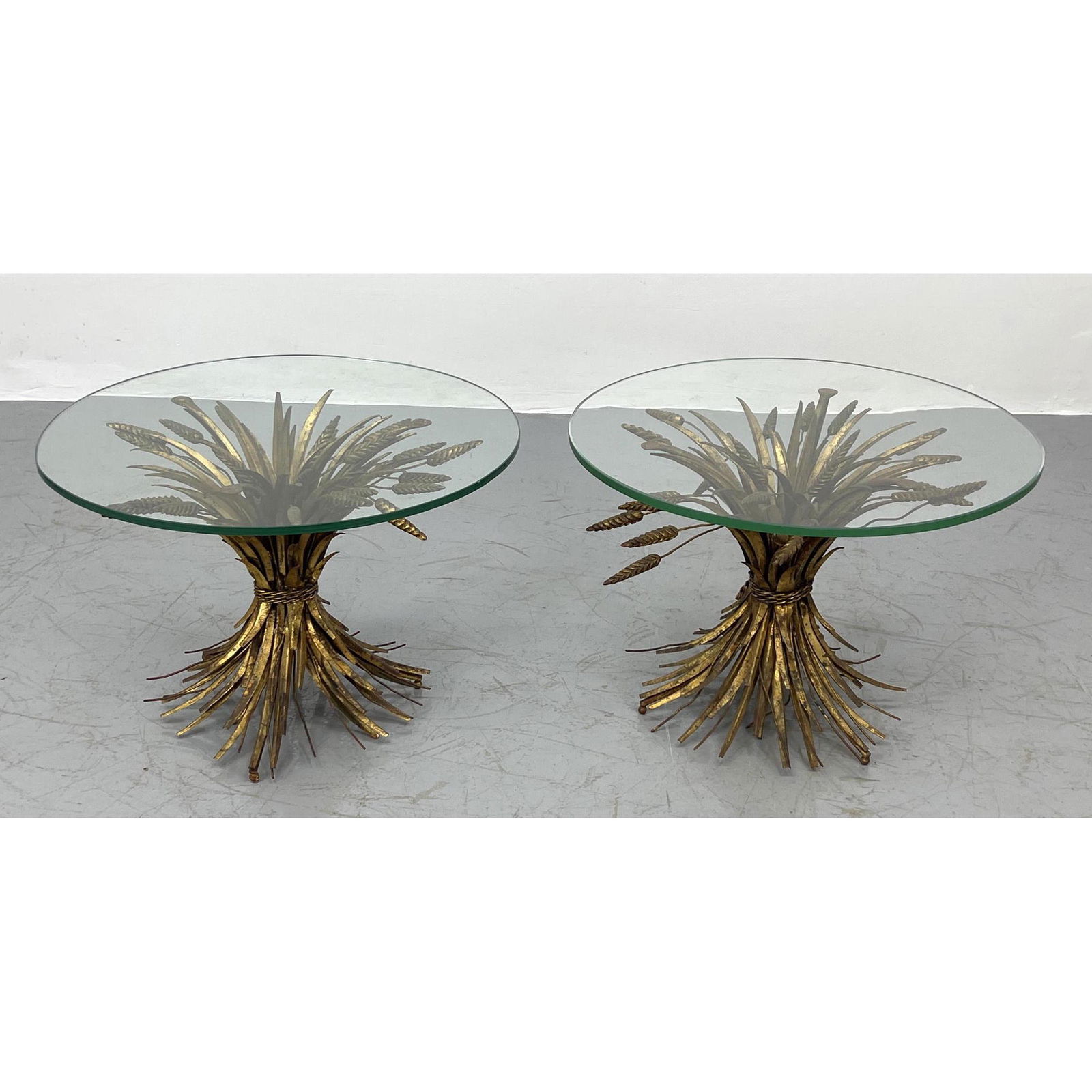 Pr Italian Gilt Metal Wheat Sheaf Side Tables. Corseted (1 of 8)
