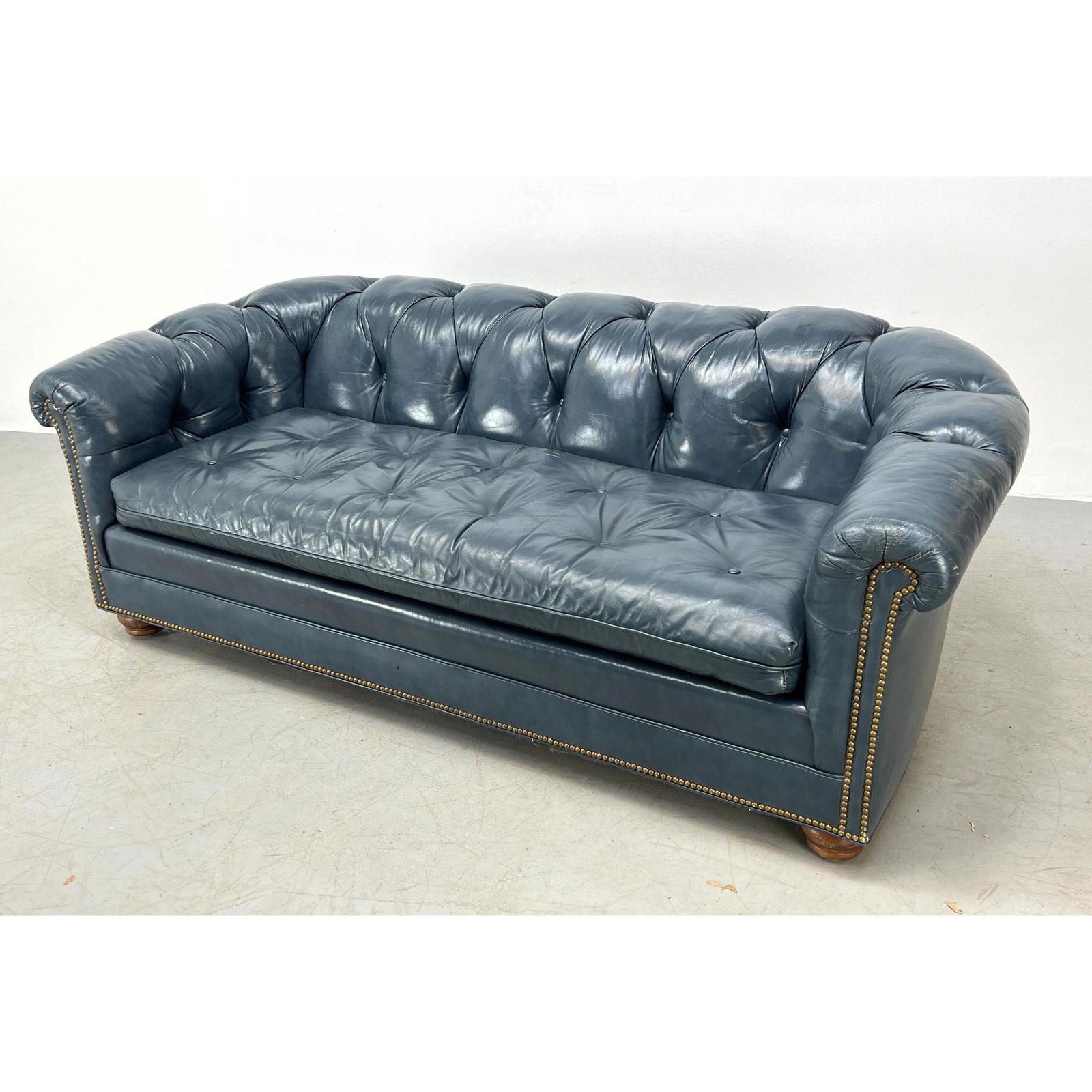 North Hickory Furniture Co. blue leather sofa.  Chester (1 of 15)