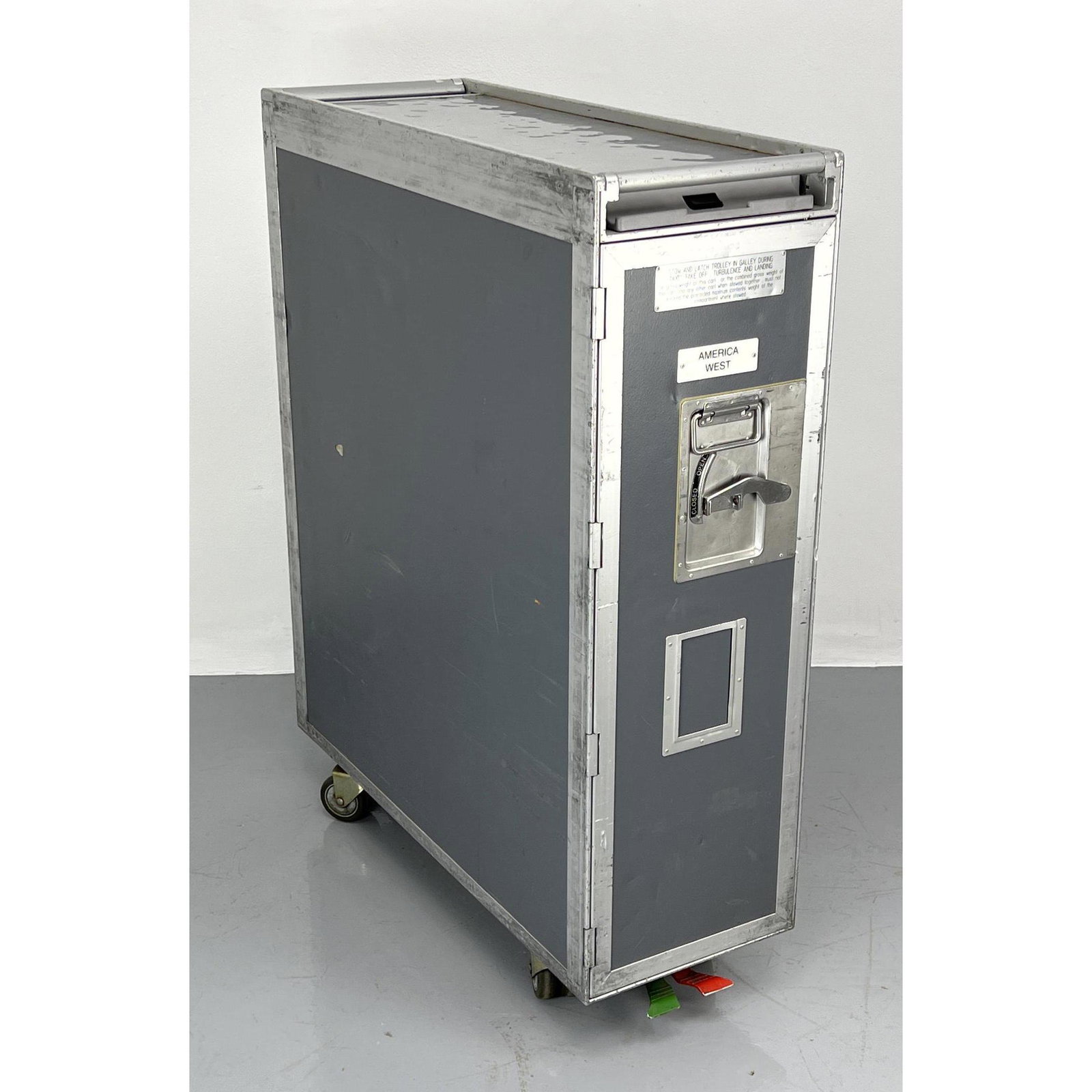 Aluminum airline rolling bar cart. Industrial.: Aluminum airline rolling bar cart. Industrial. Dimensions: H: 40.5 inches: W: 32 inches: D: 12 inches ---