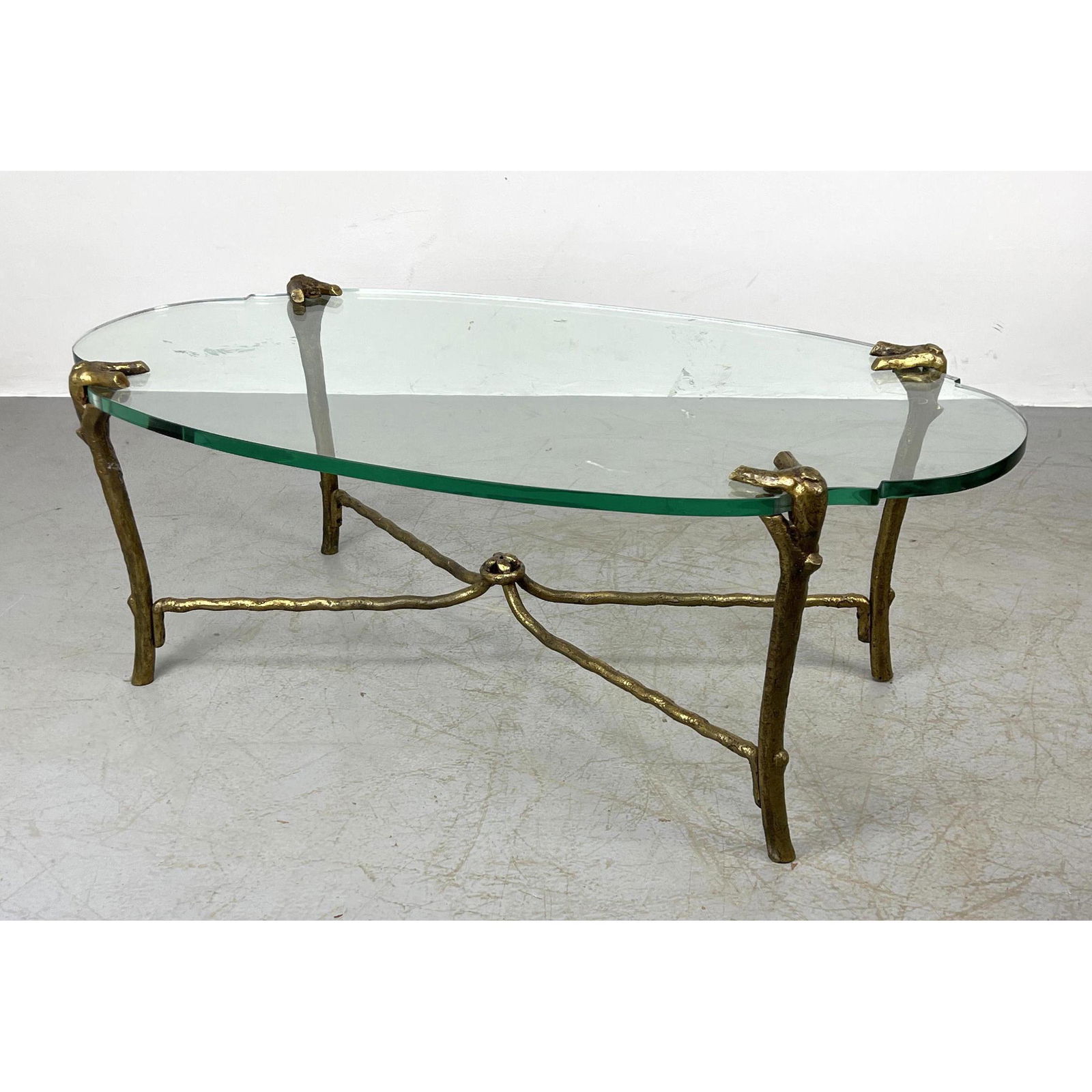Bronze Designer Glass Top Coffee Table. Sculptural form (1 of 10)
