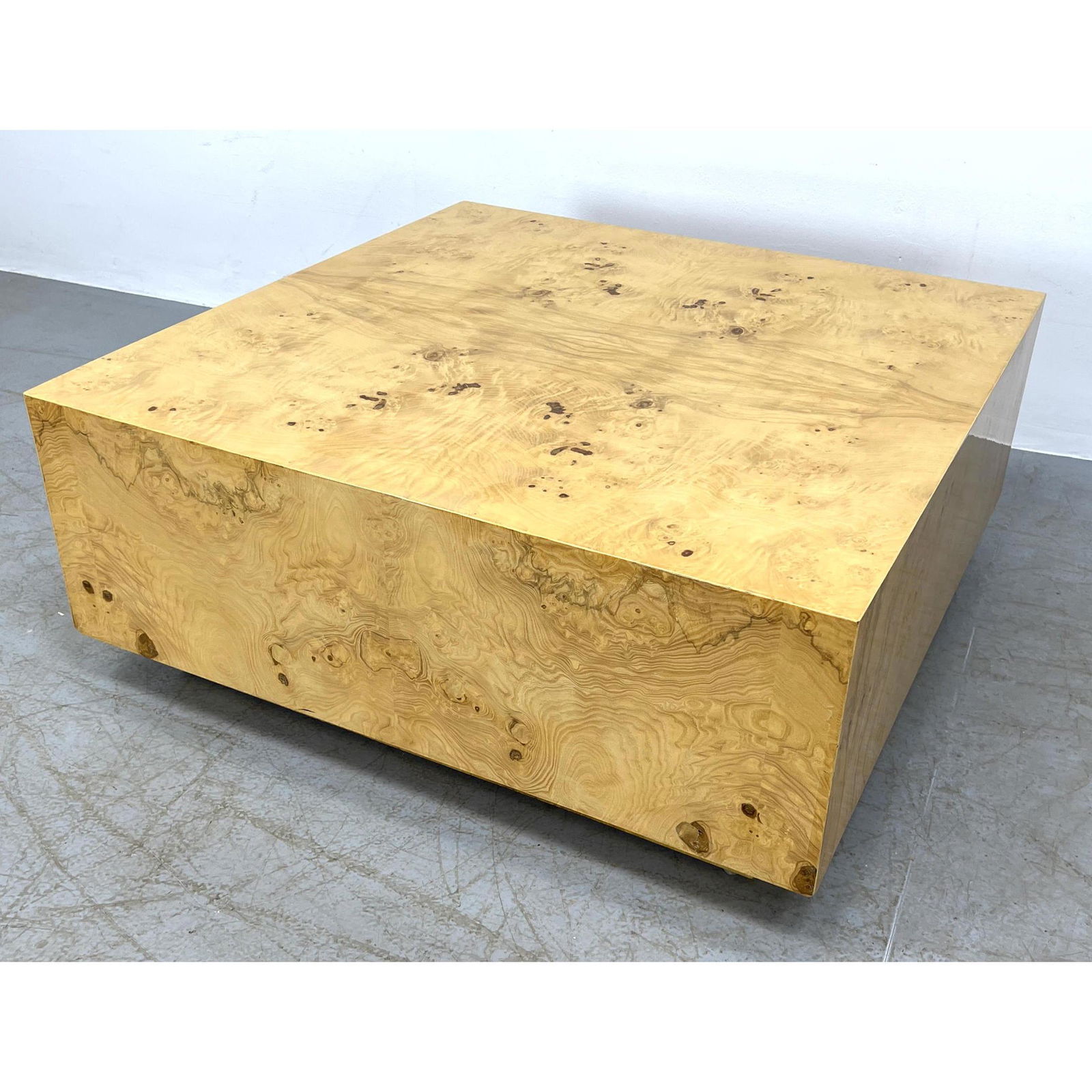 MILO BAUGHMAN Burl Wood Box form Cocktail Table. Clean (1 of 8)