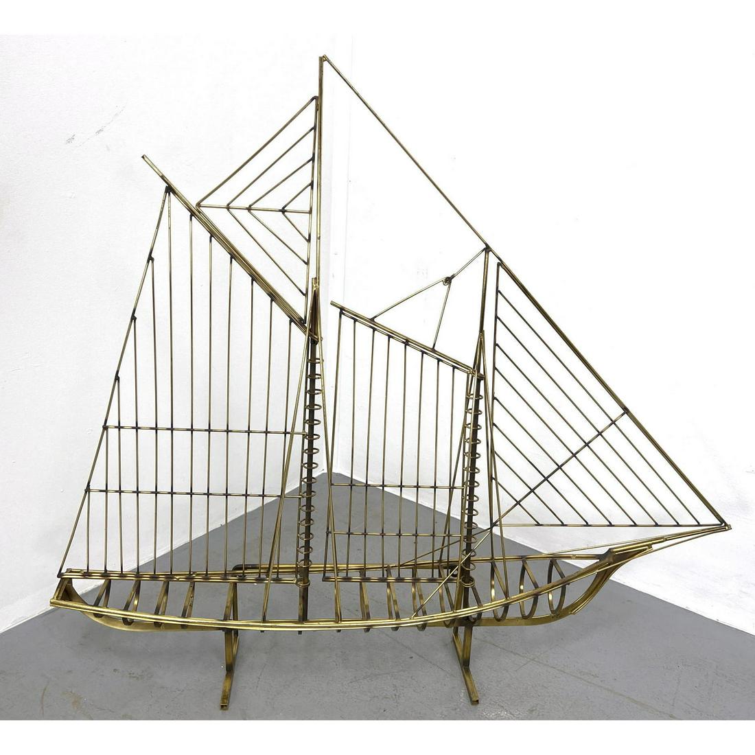 C. Jere 1976 Iconic Sailboat Modernist Metal Sculpture.: C. Jere 1976 Iconic Sailboat Modernist Metal Sculpture. Signed. Dimensions: H: 41 inches: W: 47 inches: D: 7.5 inches ---