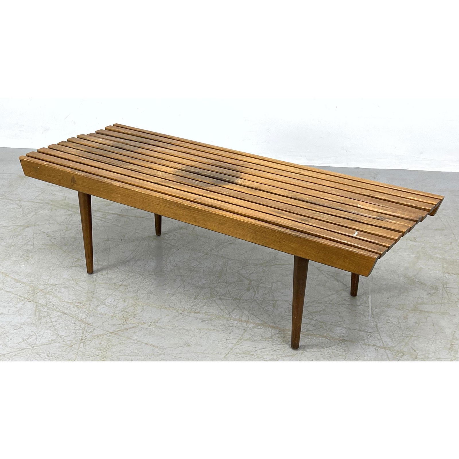 Mid century modern slat bench coffee table (1 of 10)