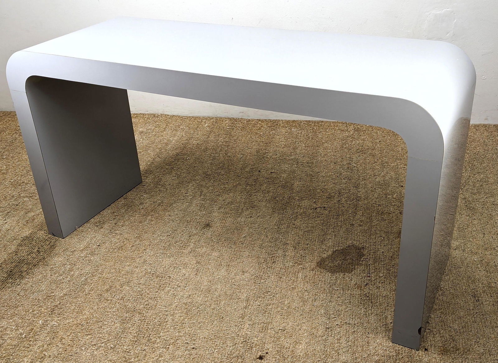 Gray Laminate Console Table with Curved ends. (1 of 9)