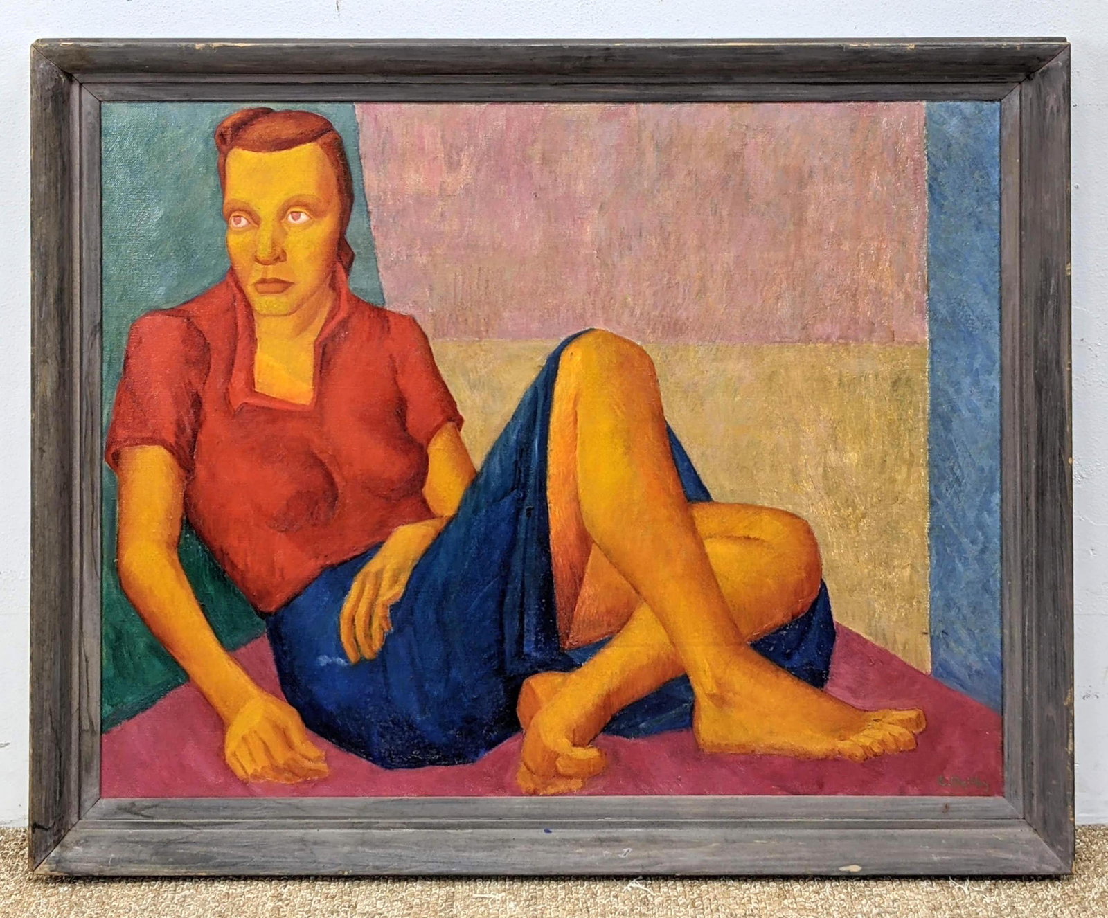 Elizabeth Ogilby Oil Painting. Reclining woman figure.: Elizabeth Ogilby Oil Painting. Reclining woman figure. Colorful. Circa 1940 Dimensions: H: 28 inches: W: 35.5 inches ---