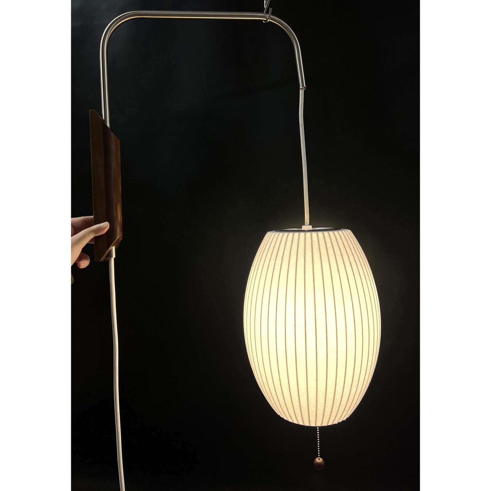 George Nelson style Cocoon Shade Modernist Hanging Ligh (1 of 9)