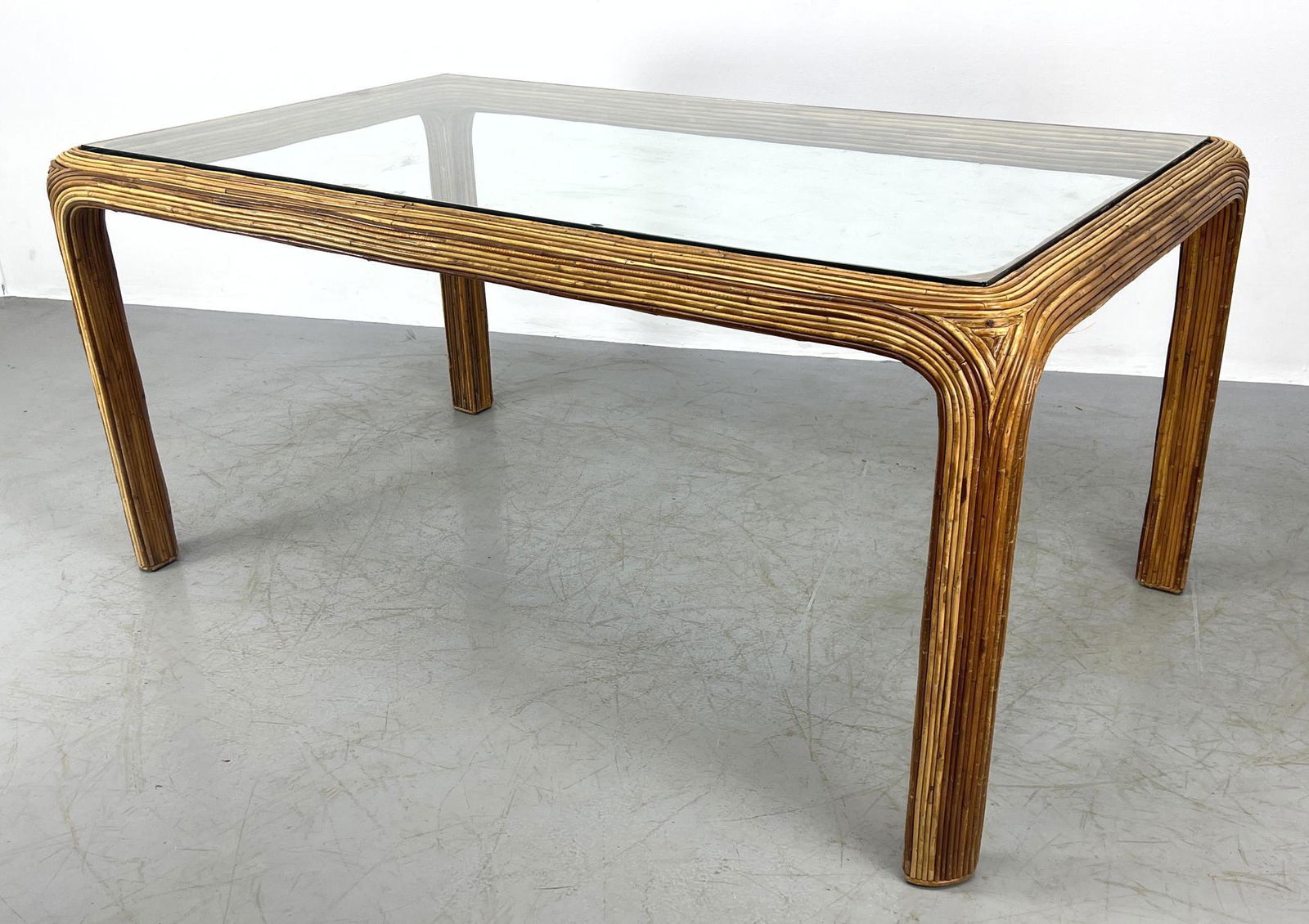 Gabriella Crespi style Pencil Reed Rattan Dining Table. (1 of 12)