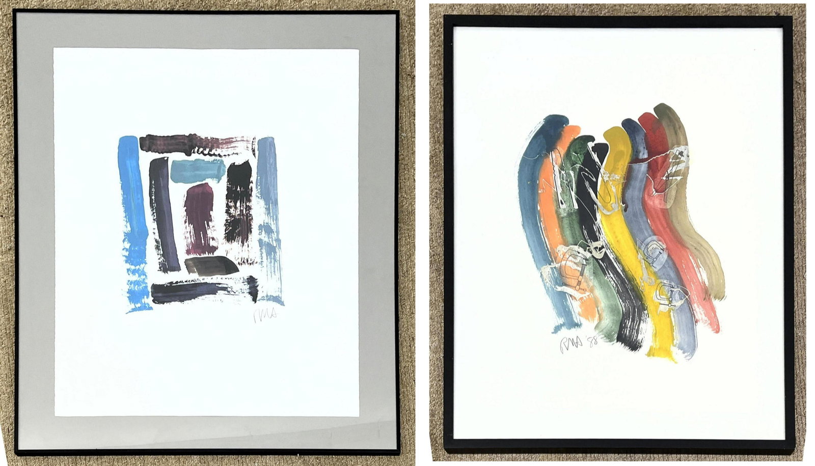 2PC  Russ Armstrong RMA 88 Colorful Abstract Painting. (1 of 11)