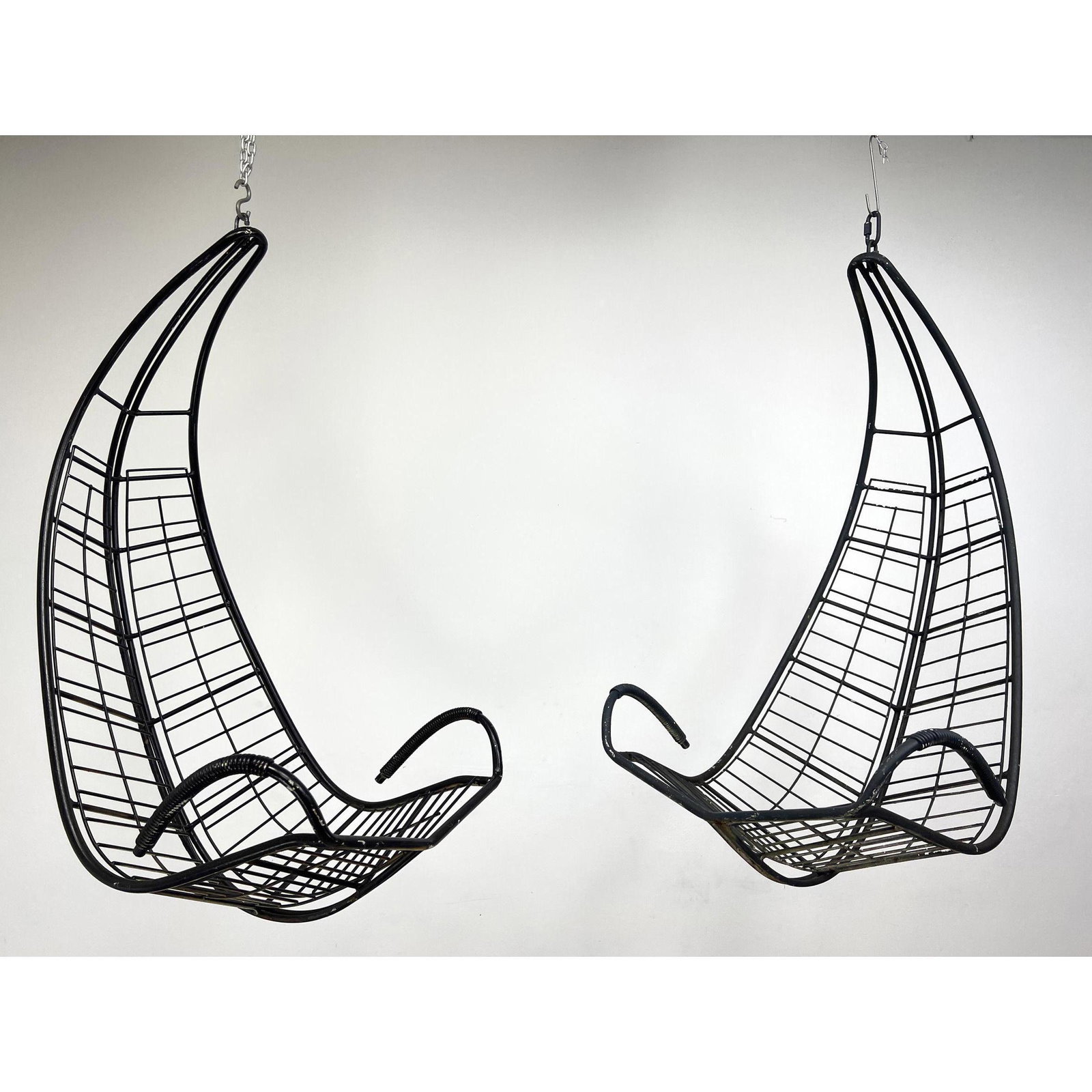 Pr Metal Cage Frame Hanging Lounge Chairs. Open arms. J (1 of 13)