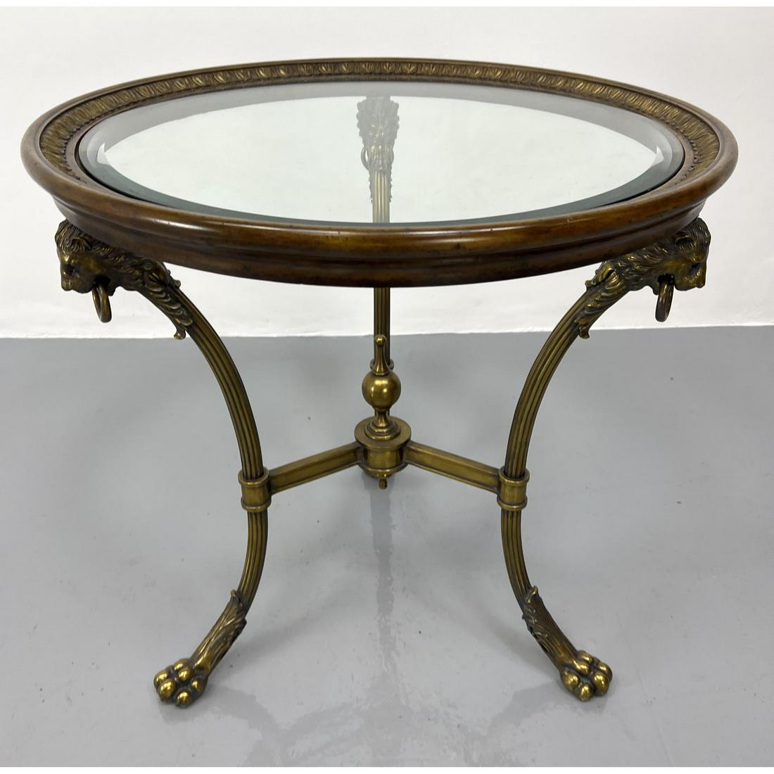 Decorator Brass & Wood Side Table. Lion's Head Ornament (1 of 7)