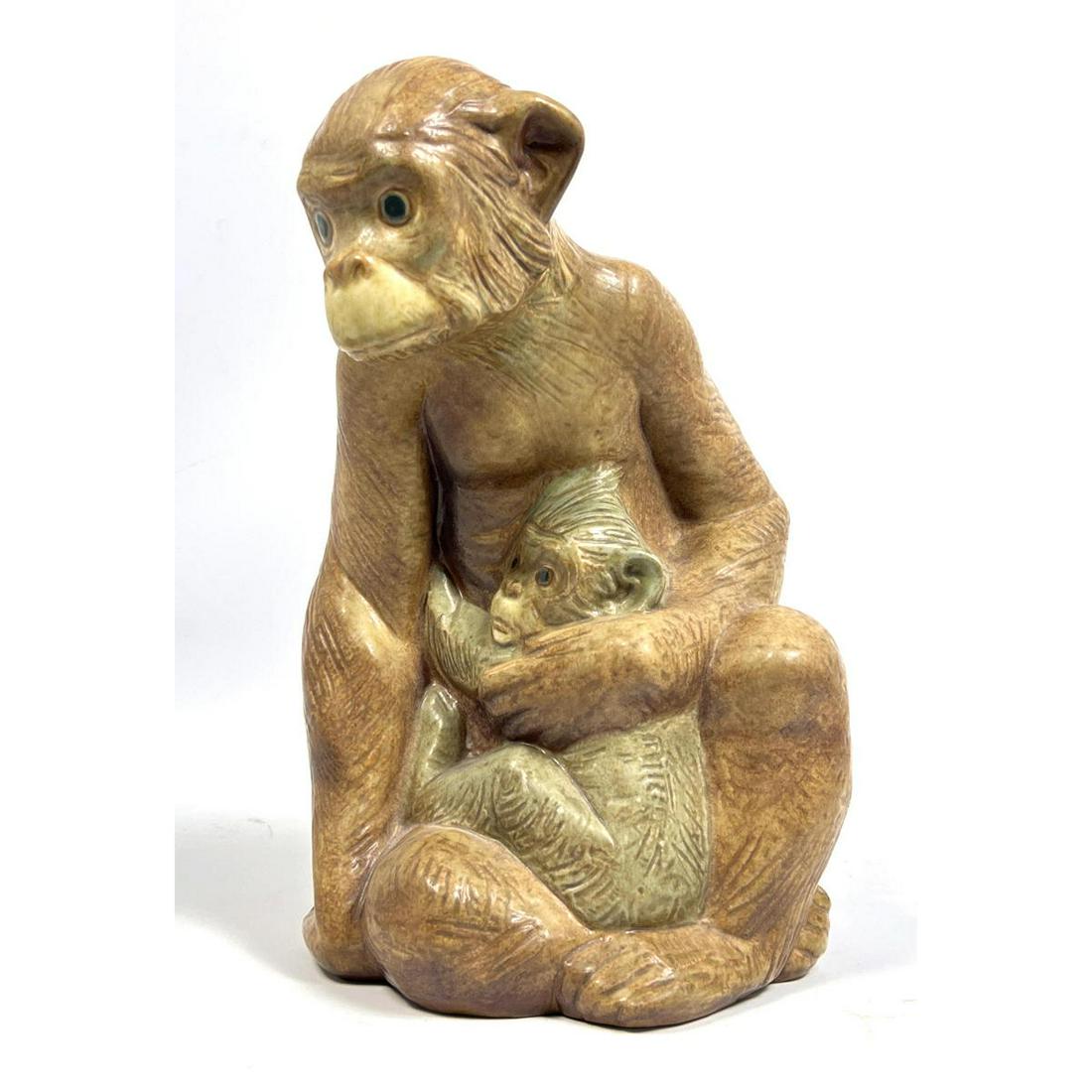 LLADRO Spain Porcelain Monkey with young one sculpture. (1 of 6)