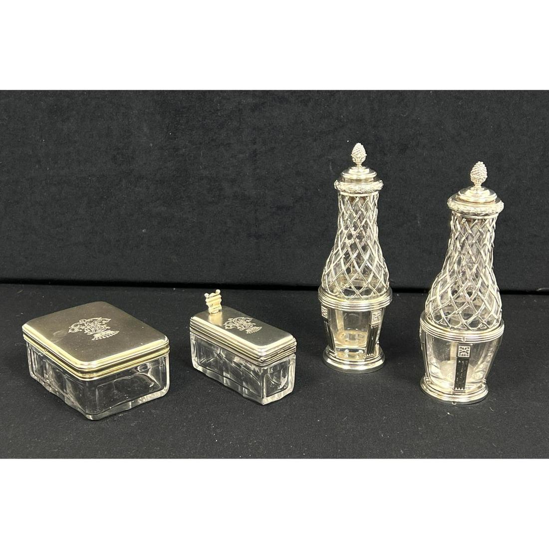 4pc French Silver Crystal Collection. A AUCOC Pair Fren (1 of 9)