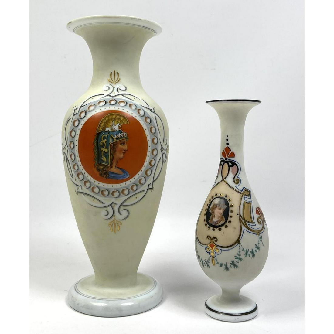 2pc English Bristol Glass Portrait Vases. Decorative po (1 of 12)
