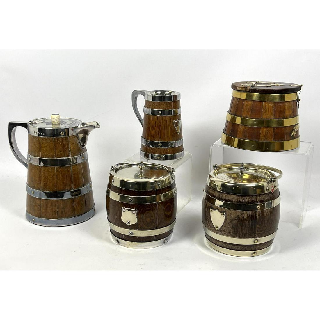 Collection 5 Wood Barrel Form Tableware. Two Ice Bucket (1 of 15)