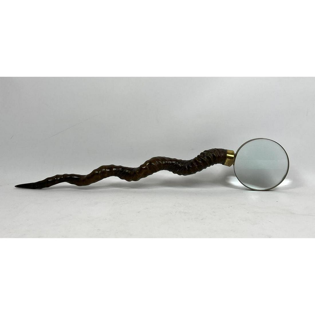 Natural Real Antler Brass Trim Magnifying Glass. Desk a (1 of 10)