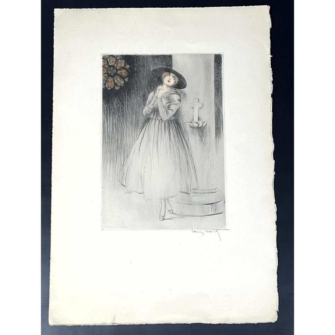 Louis ICART Etching. Young Woman in Black Hat. Pencil S (1 of 6)