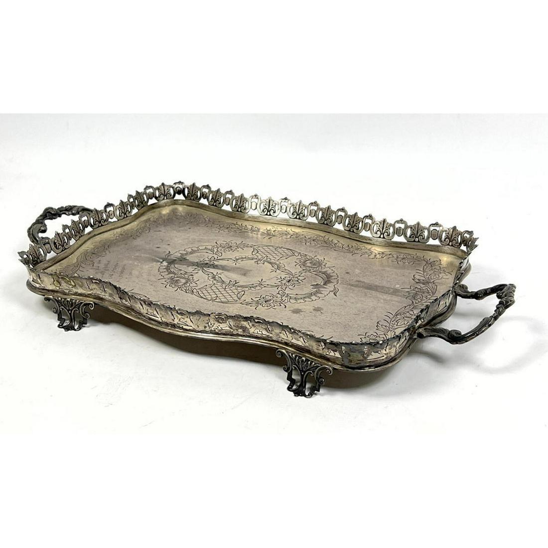 Sterling Silver Portuguese Large Serving Tray. Fancy pi (1 of 10)