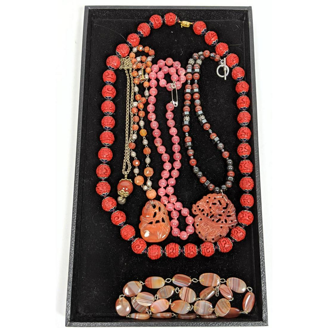 6pc Costume Jewelry Necklace Lot. Two bead necklaces wi (1 of 16)