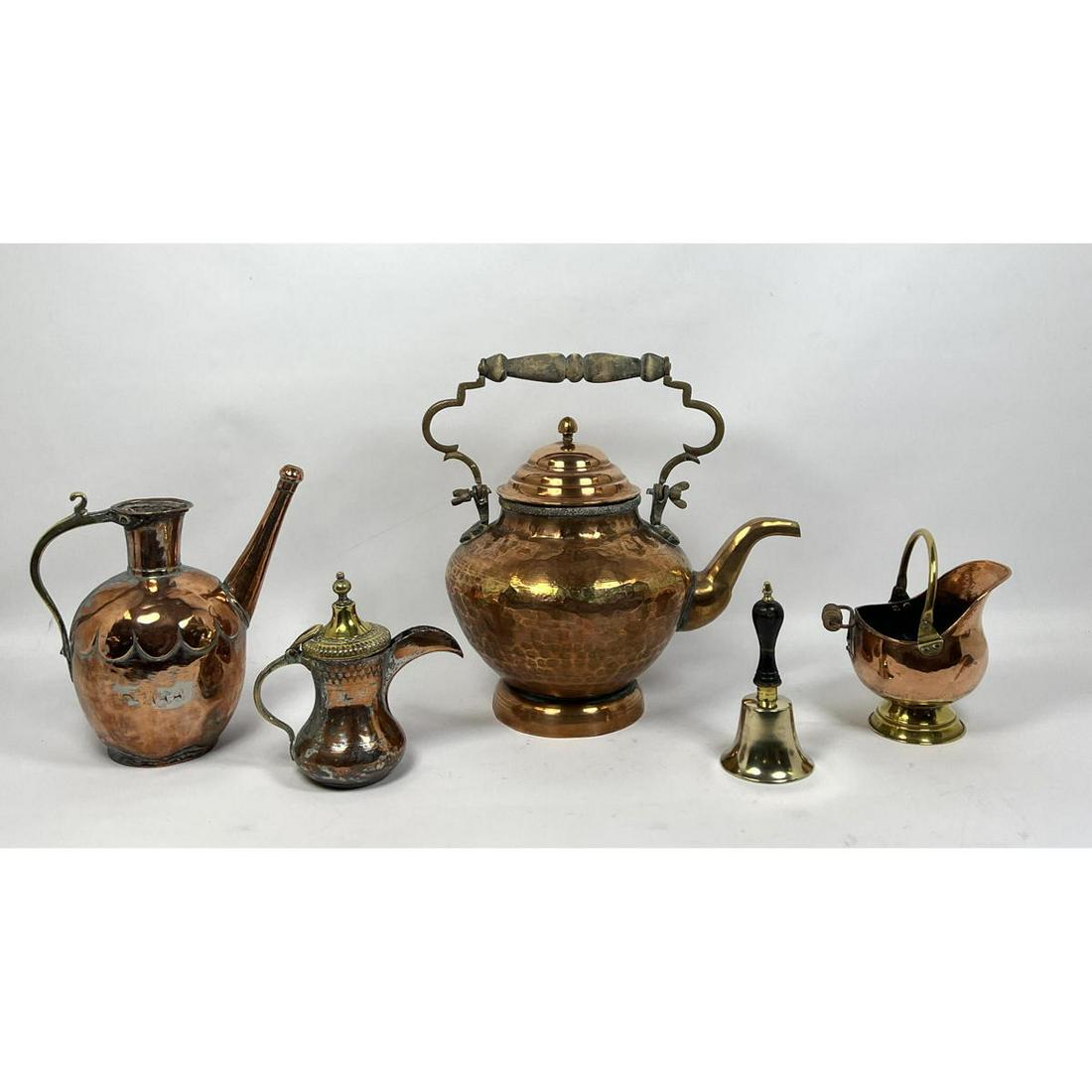 5pc Collection Brass and Copper Pots Kettles, etc. Teap (1 of 16)