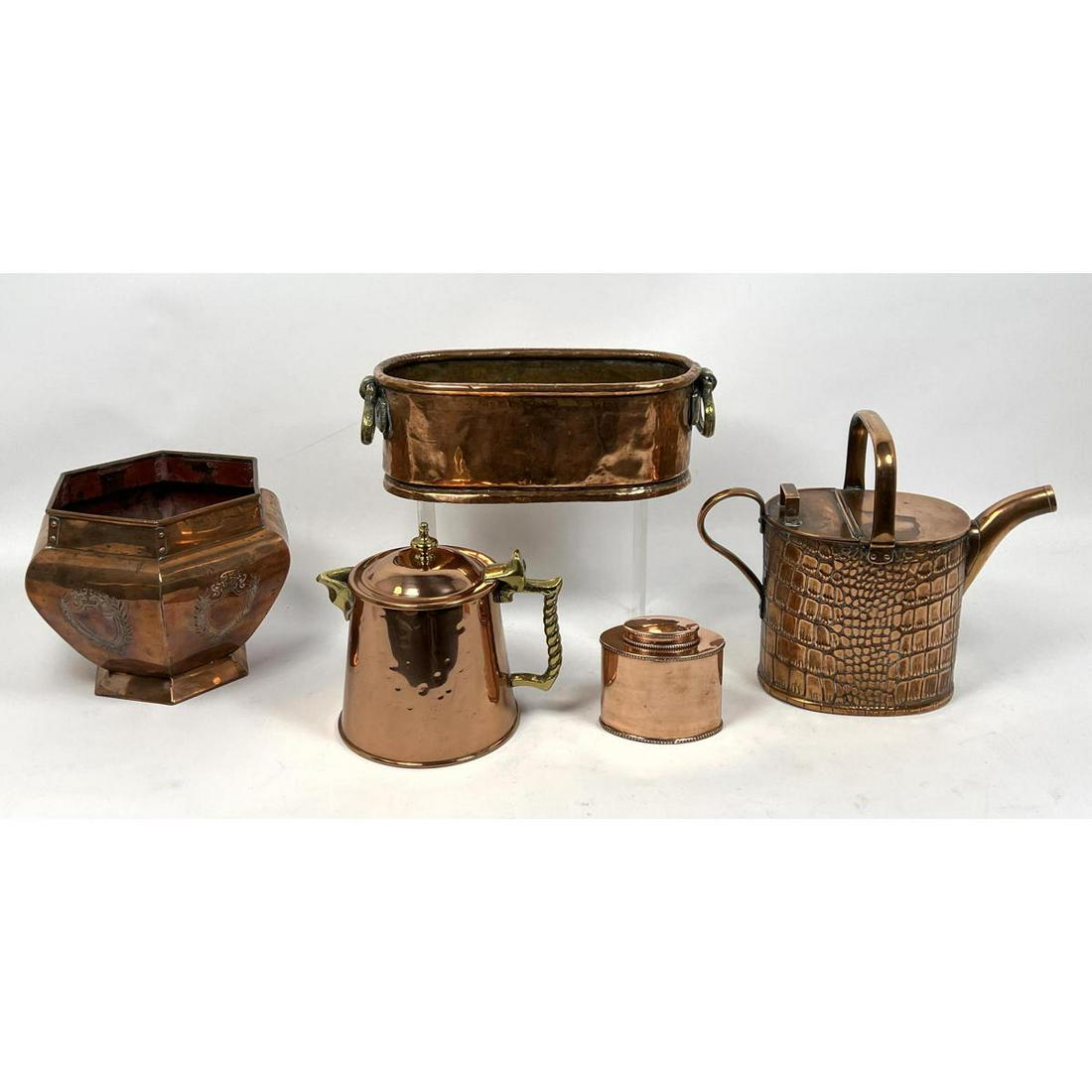 5pc Copper Vessels. Watering Can. Coffee Pot. Planter. (1 of 16)