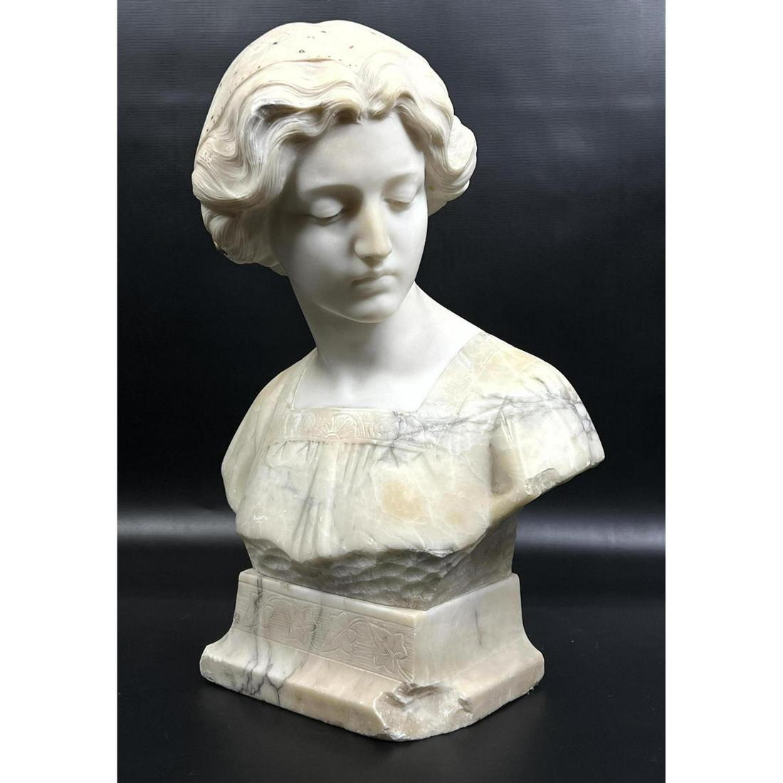 Giuseppe Bessi marble bust of young woman. 1857Ð1922 Ar (1 of 17)